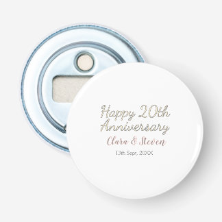 HAPPY 20TH WEDDING ANNIVERSARY NAME PINK GRAY PAST BOTTLE OPENER