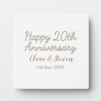 HAPPY 20TH WEDDING ANNIVERSARY NAME PINK GRAY PAST