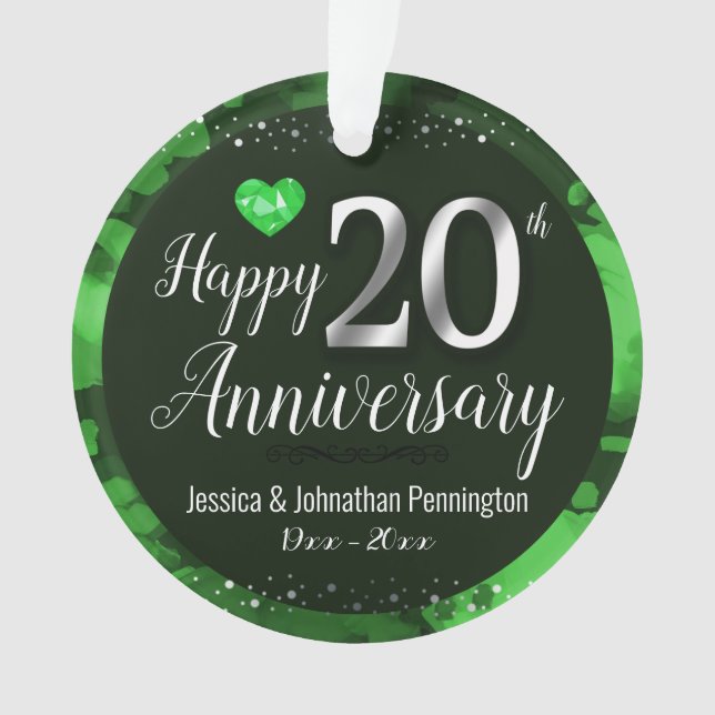 Happy 20th Wedding Anniversary Ornament (Front)