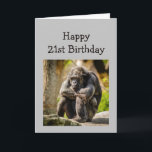 Happy 21 Birthday Over the Hill Funny Sad Gorilla Card<br><div class="desc">Happy Birthday 21st Over the Hill Funny Sad Gorilla Humour</div>
