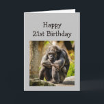 Happy 21 Birthday Over the Hill Funny Sad Gorilla Card<br><div class="desc">Happy Birthday 21st Over the Hill Funny Sad Gorilla Humour</div>