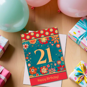 Happy 21s Birthday Floral Festive Inspirivity Card