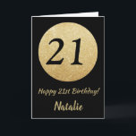 Happy 21st Birthday Black and Gold Glitter Card<br><div class="desc">Happy 21st Birthday Black and Gold Glitter Card with personalized name. For further customization,  please click the "Customize it" button and use our design tool to modify this template.</div>