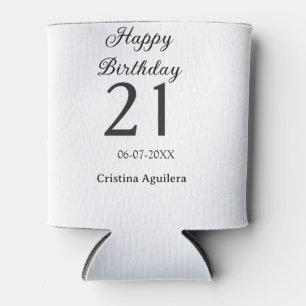 Happy 21st birthday bold letter simple name minima can cooler