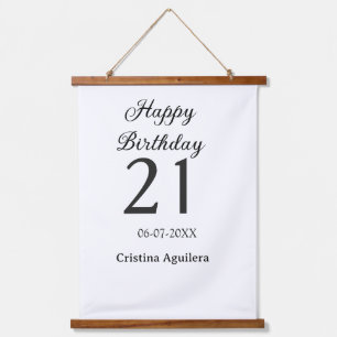 Happy 21st birthday bold letter simple name minima hanging tapestry