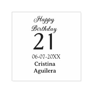 Happy 21st birthday bold letter simple name minima self-inking stamp