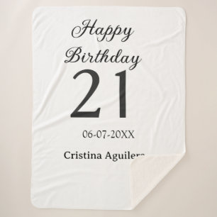 Happy 21st birthday bold letter simple name minima sherpa blanket