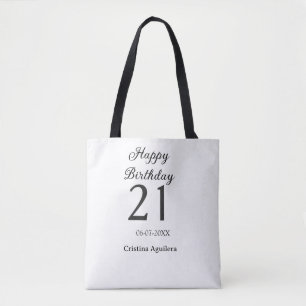 Happy 21st birthday bold letter simple name minima tote bag