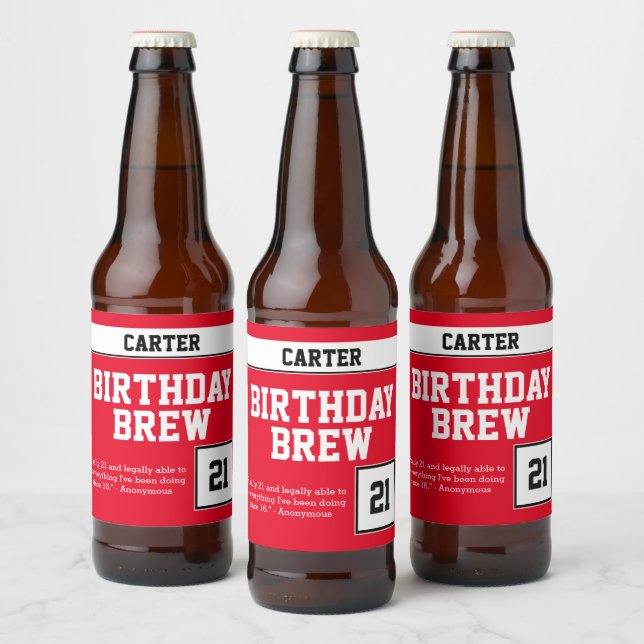 Happy 21st Birthday Brew Beer Bottle Label (Bottles)