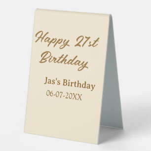 Happy 21st birthday brown pastel yellow name date 