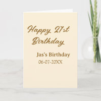 Happy 21st birthday brown pastel yellow name date