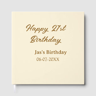 Happy 21st birthday brown pastel yellow name date  guest book