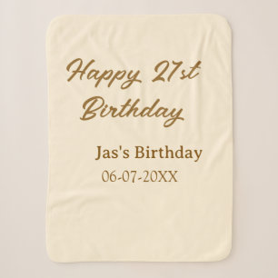 Happy 21st birthday brown pastel yellow name date  sherpa blanket