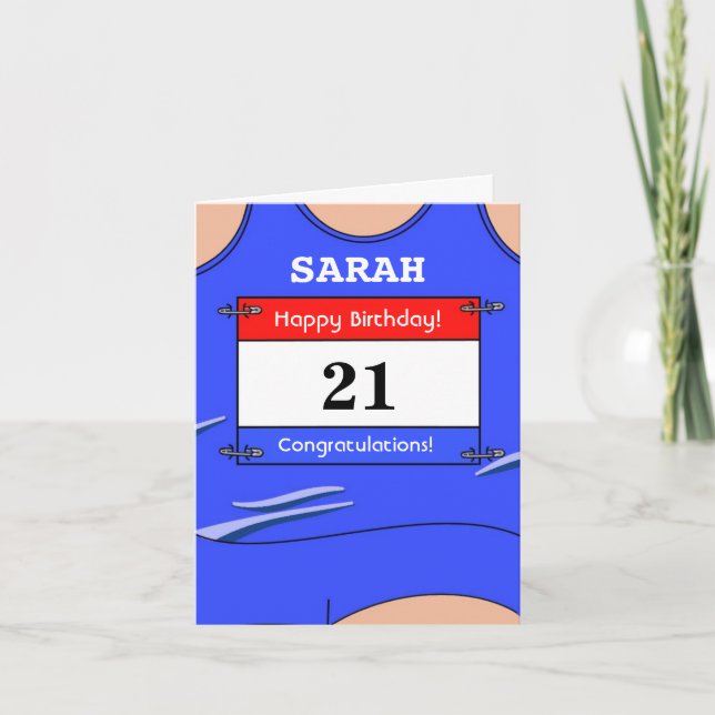 Happy 21st Birthday card for a runner (Front)