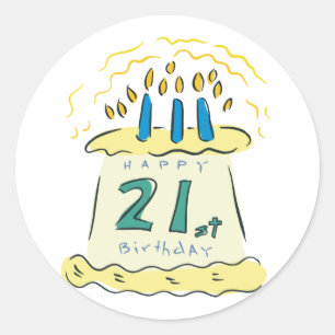 Happy 21st Birthday! Classic Round Sticker