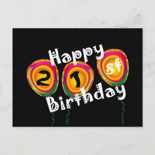 Happy 21st Birthday Colourful Balloons Postcard
