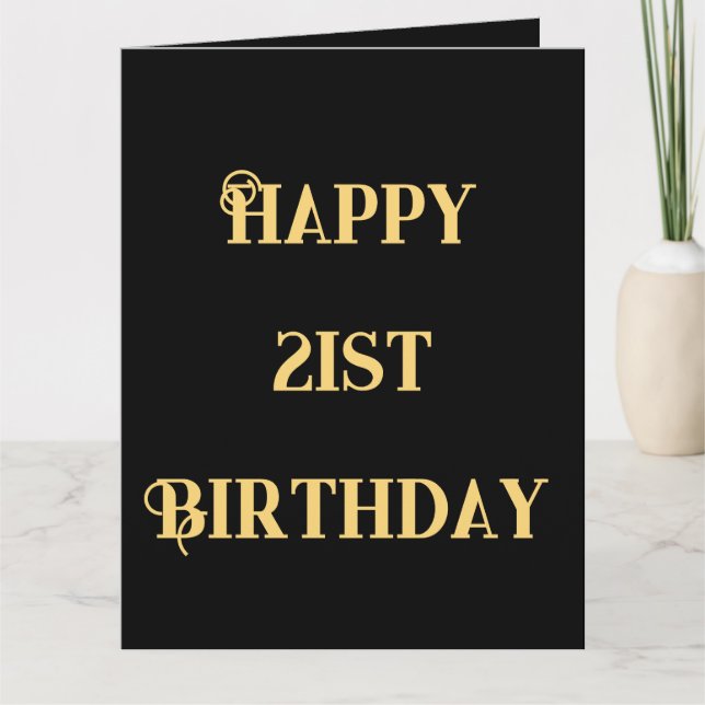 Happy 21st Birthday Gold Yellow Twenty One Age  Card (Front)