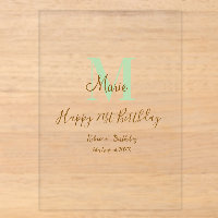 Happy 21st Birthday green add name monogram brown