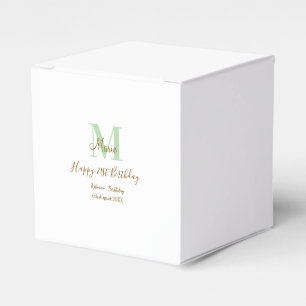 Happy 21st Birthday green add name monogram brown Favour Box