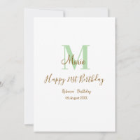 Happy 21st Birthday green add name monogram brown
