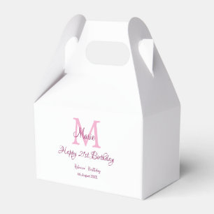 Happy 21st Birthday pink add name monogram modern Favour Box