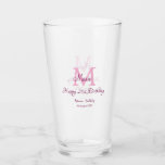 Happy 21st Birthday pink add name monogram modern Glass<br><div class="desc">beautiful design</div>