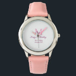 Happy 21st Birthday pink add name monogram modern Watch<br><div class="desc">beautiful design</div>