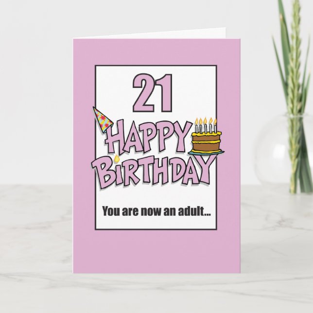 Happy 21st Birthday Pink Card (Front)