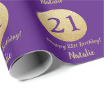 Happy 21st Birthday Purple and Gold Glitter Wrapping Paper<br><div class="desc">Happy 21st Birthday Purple and Gold Glitter Wrapping Paper with personalised name. For further customisation,  please click the "Customise it" button and use our design tool to modify this template.</div>