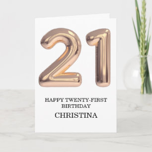 Happy 21st Birthday Rose Gold Girl  Personalised Card