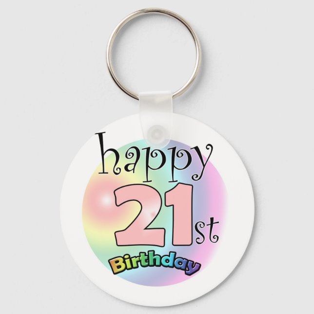 Happy 21st Birthday (roze) Key Ring (Front)
