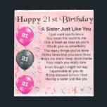 Happy 21st Birthday Sister Poem Notepad<br><div class="desc">A great gift for a sister who is 21.</div>