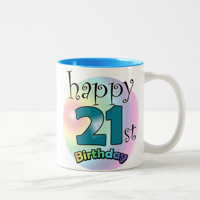 Happy 21st Birthday Two-Tone Coffee Mug (Right)