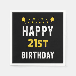 Happy 21st Birthday Vicenarian Celebration Party Napkin
