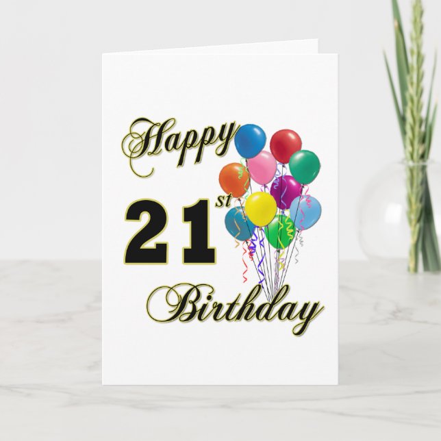 Happy 21st Birthday with Balloons Card (Front)