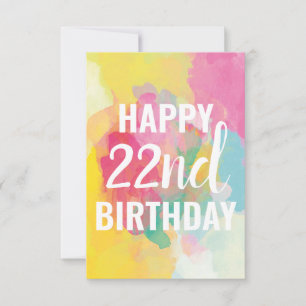 Happy 22nd Birthday Card ("Watercolour Gradients")