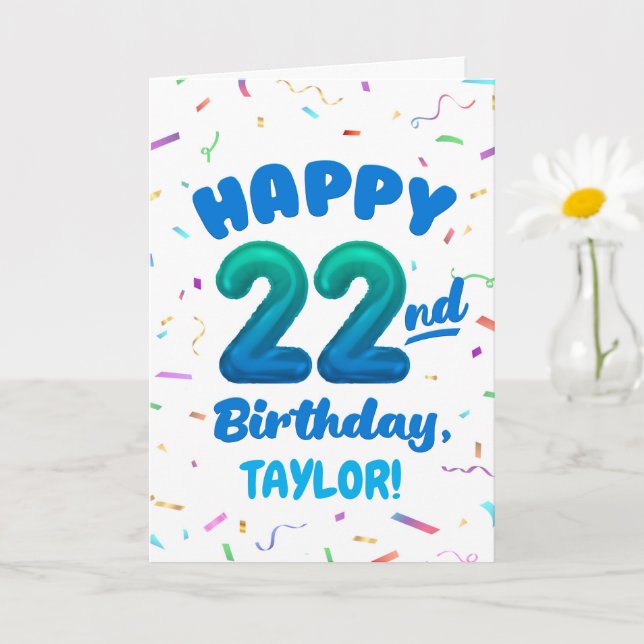 Happy 22nd Birthday Card with Custom Name (Small Plant)