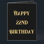 Happy 22nd Birthday Gold Yellow Twenty Two Age Card<br><div class="desc">Designed with golden yellow text template for "Happy 22nd Birthday" message which you may edit to change the age as you need and also custom colour background!</div>