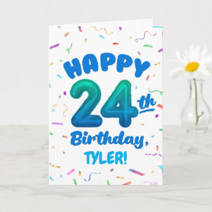 Happy 24th Birthday Card with Custom Name