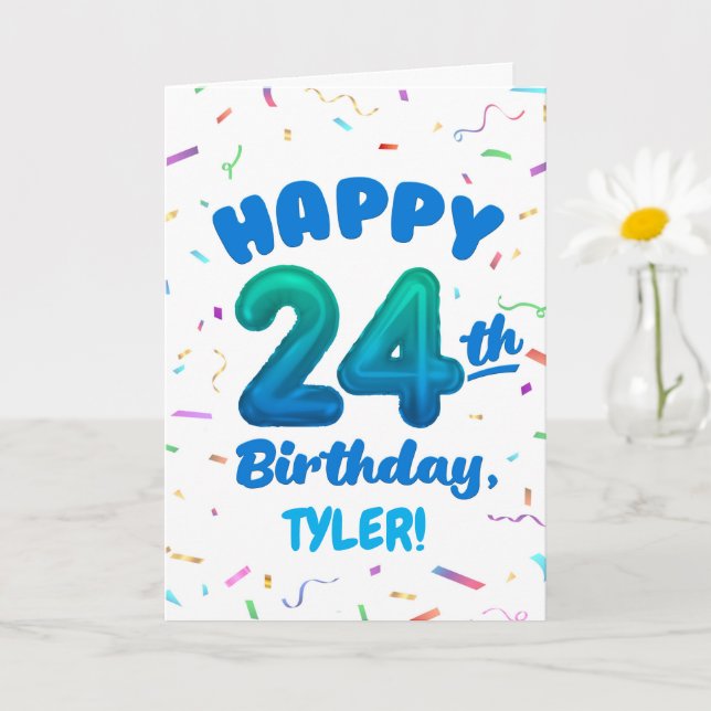 Happy 24th Birthday Card with Custom Name (Small Plant)