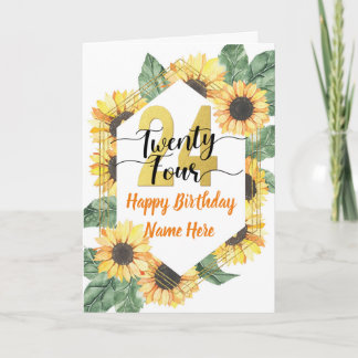 Happy 24th Birthday Sunflower Greeting Card