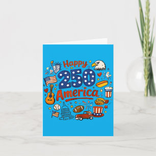 Happy 250 Aamerica 1776-2026 Patriotic Doodle Card