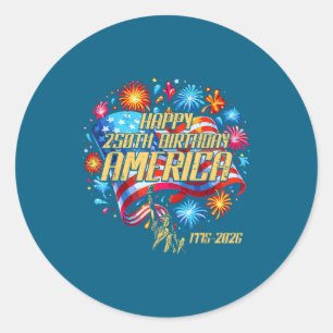 Happy 250th birthday america 250 anniversary men classic round sticker