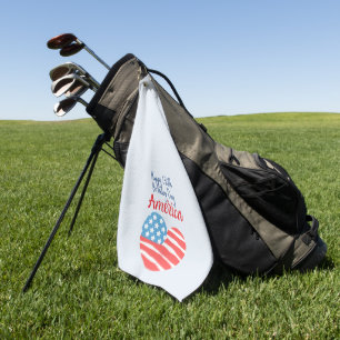 Happy 250th Birthday America, Flag Heart 1776-2026 Golf Towel