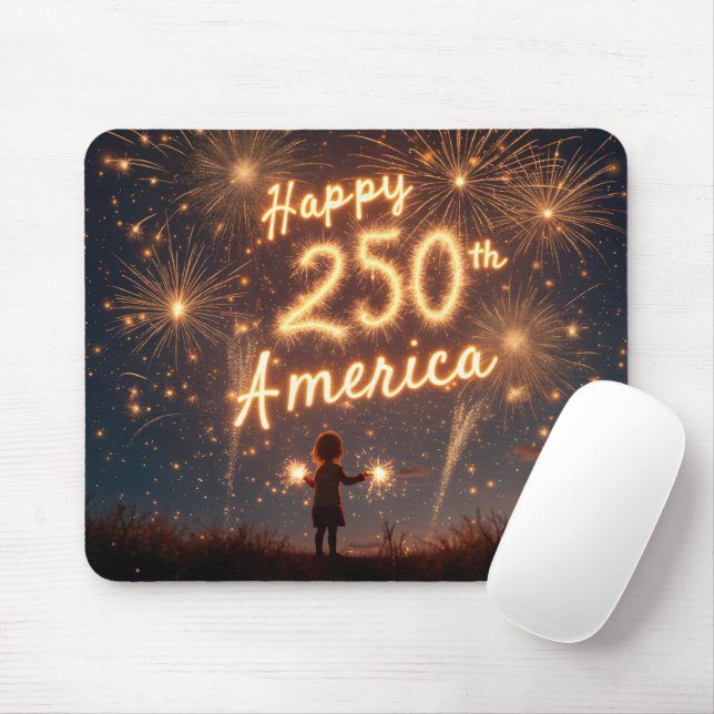 Happy 250th Birthday America In Fireworks Mouse Pad (With Mouse)