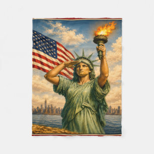 Happy 250th Birthday USA Lady Liberty Salutes Fleece Blanket
