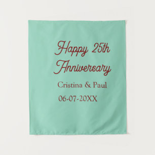 Happy 25th aniversary green mauve pastel boho retr tapestry