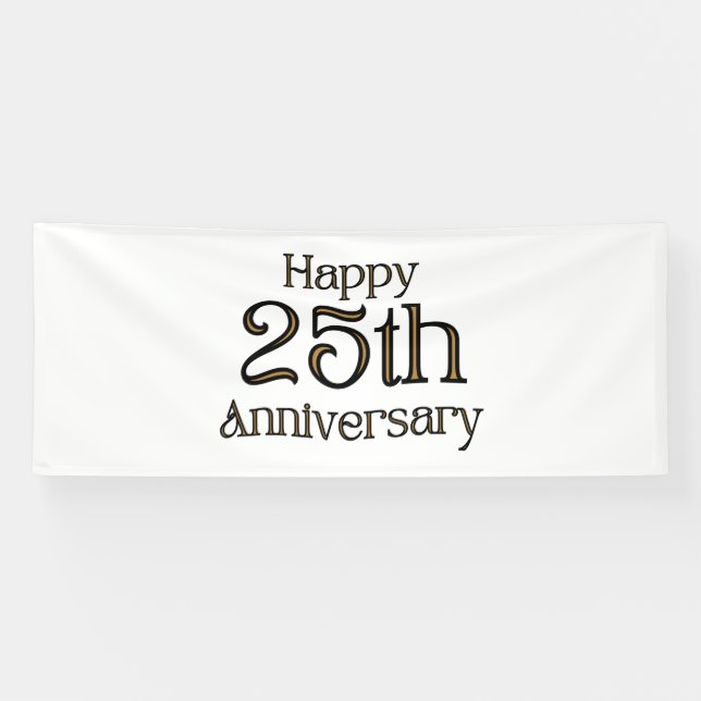 Happy 25th Anniversary 4x10 Vinyl Banner (Horizontal)
