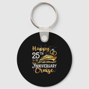 Happy 25th Anniversary Cruise Golden Wedding Trip Key Ring
