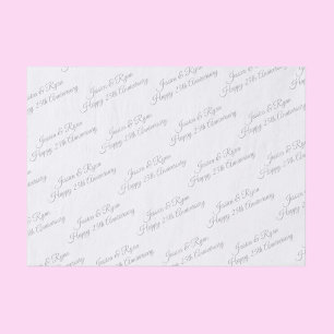 Happy 25th Anniversary DIY Names/Year Grey Script Tissue Paper
